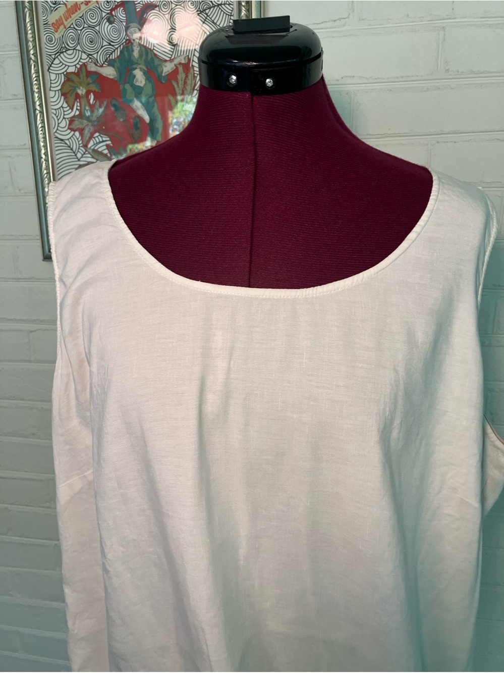 Citron Santa Monica Silk Linen Blend Tank - Off White - Size 1X - Picture 3 of 7